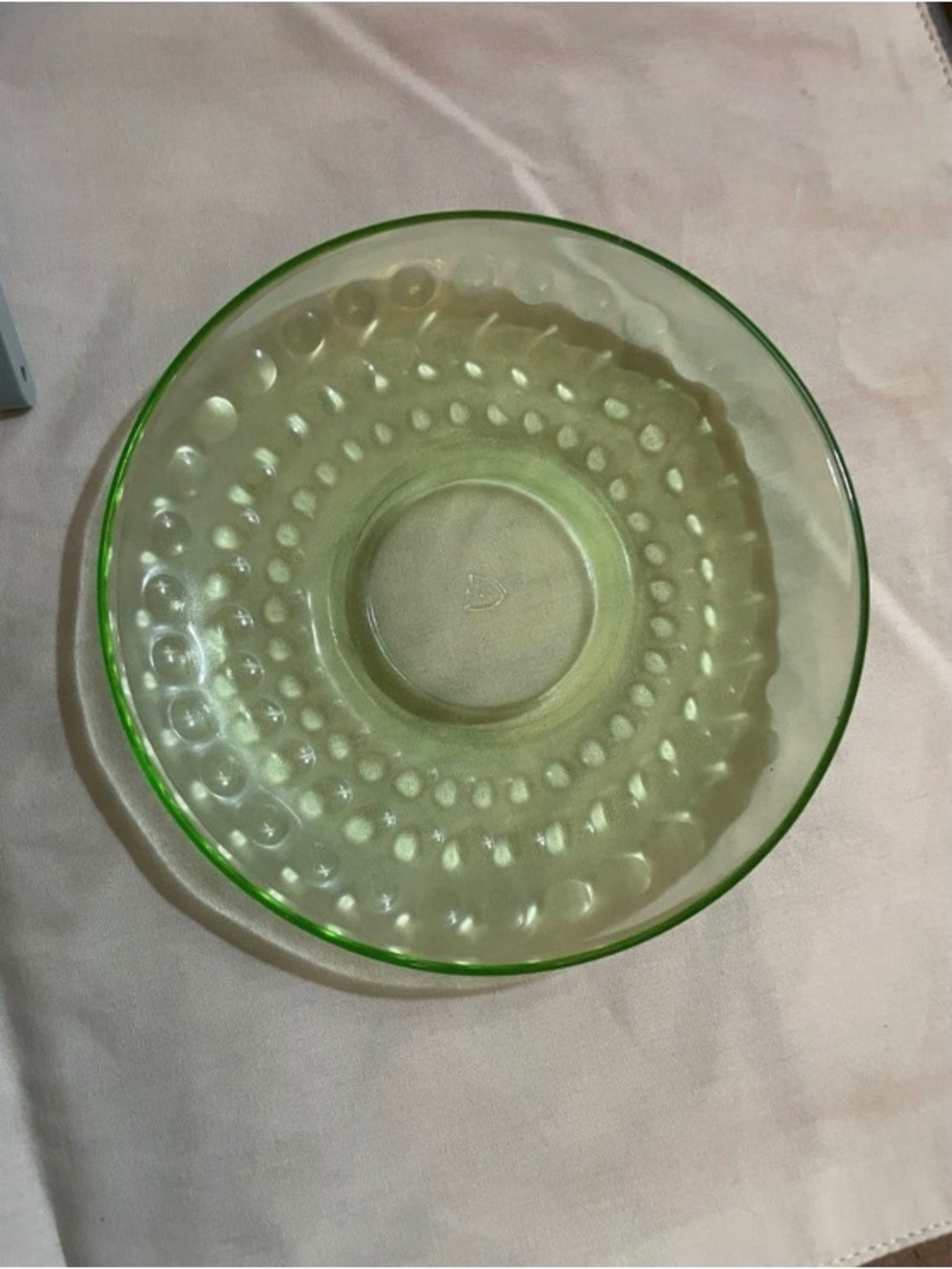 Green Glass Dessert Plate - Elegant Textured Design